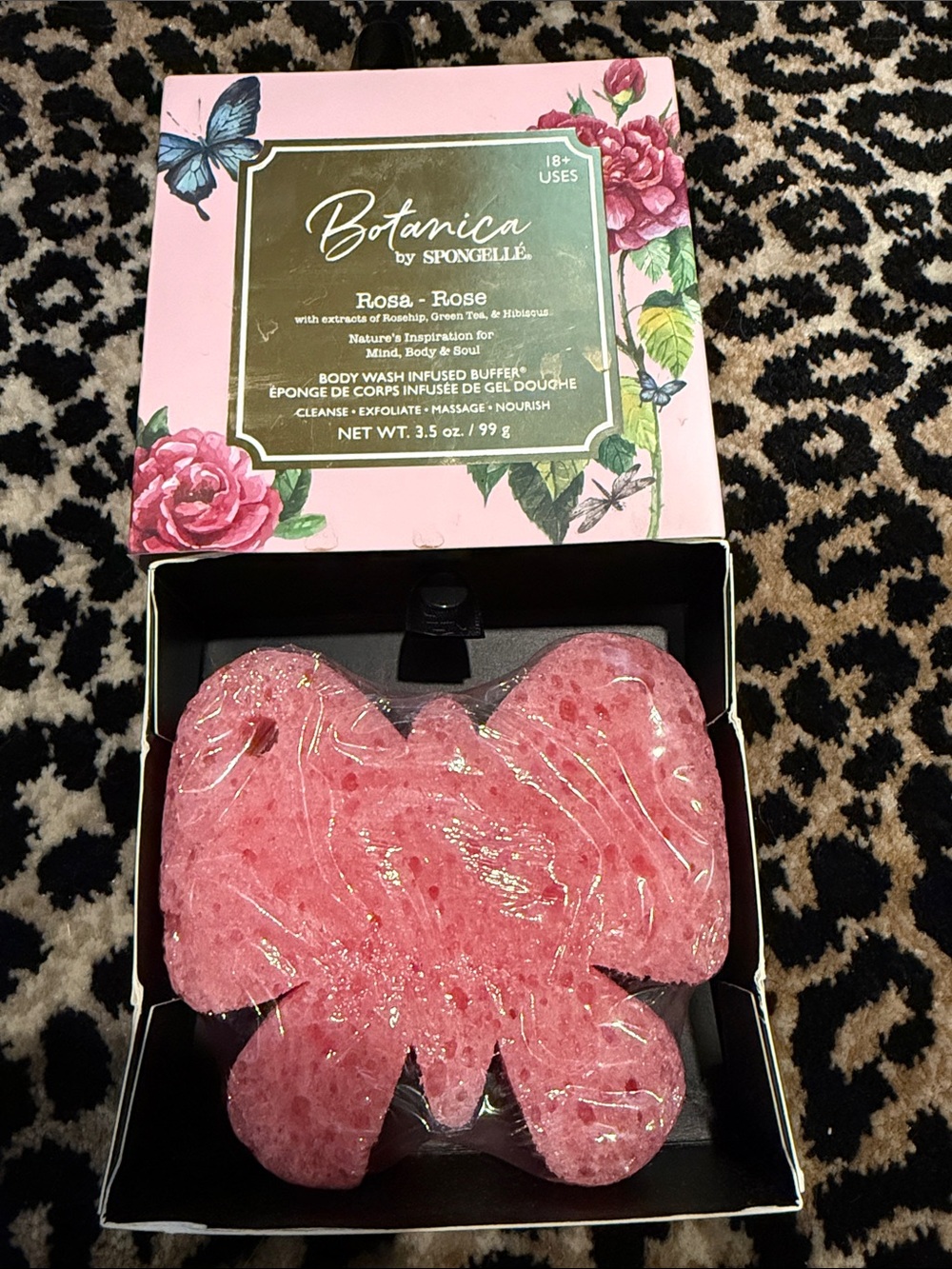 Spongelle Botanica Rosa Butterfly Body Wash Infused Buffer - Pink